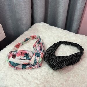 Floral and Black Headband Set